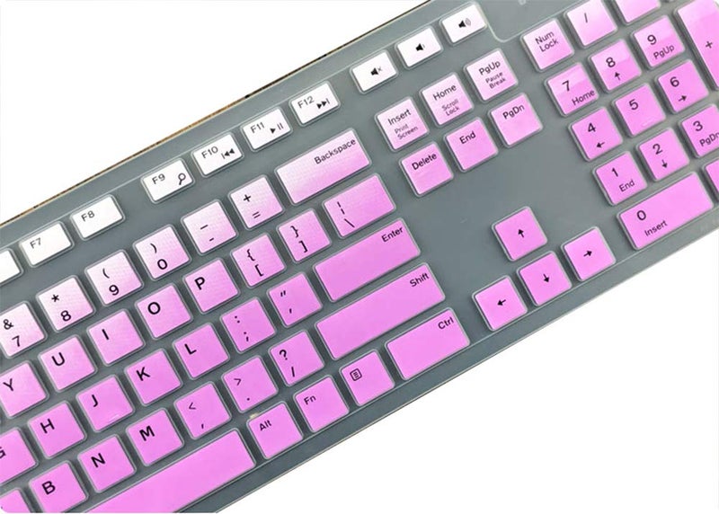 UHamn Dell Keyboard Protector Skin Cover - Compatible with Dell Desktop KM636 KB216, Optiplex 5250 3050 3240 5460 7450 7050, Inspiron AIO 3475 3670 3477 - Purple Ombre - Image 4